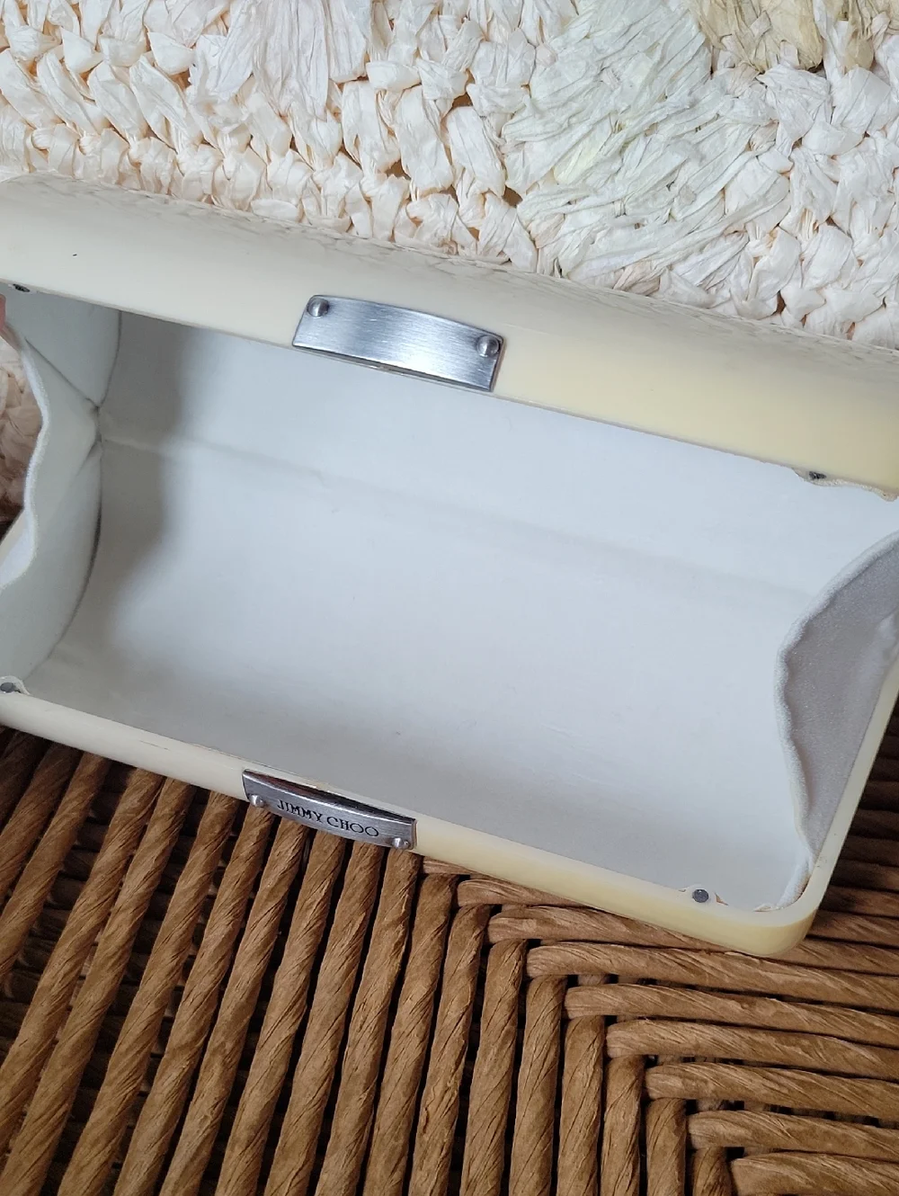Jimmy Choo off white hard sunglass/eyeglass case